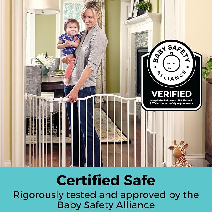 Toddleroo by North States - Deluxe Décor Safety Gate: Hardware Mounted Extra Wide Metal Baby Gate - Adjustable Child Gate - 38.3 to 72 Inches Wide - 30 Inches Tall - Warm White