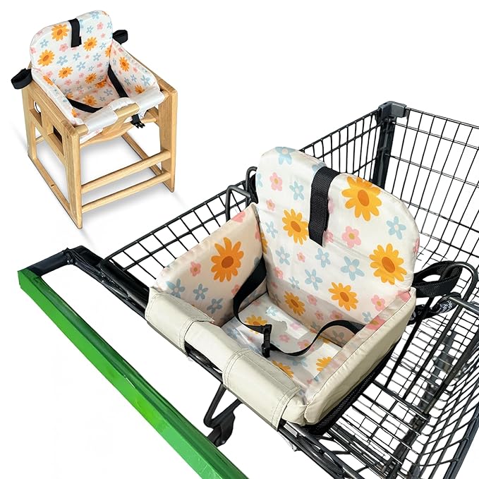 Shopping Cart Seat Cover for Baby, High Chair & Grocery Seat Protector, Padded Chair Covers for Restaurant Seats, Unisex Machine Washable Grocery Cart Liner & Swing Insert ??Floral