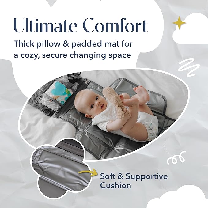 Usakinon® Portable Diaper Changing Pad for Baby ??CPC Certified Travel Diaper Clutch & Waterproof Changing Station, Lightweight & Foldable, Touchscreen-Friendly