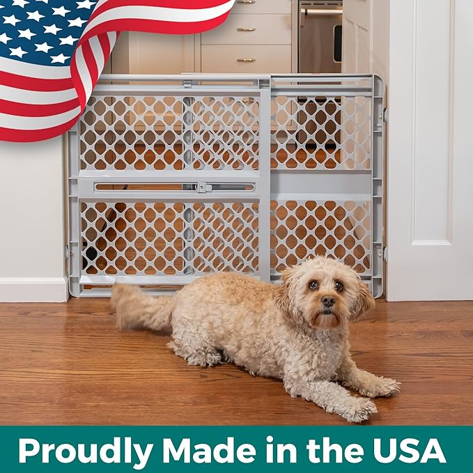 MYPET Universal Pet Gate: 26??- 42??Wide Dog Gate for Doorways with Pressure Fit or Swinging Door Hardware Mounting Types Included: 26" Tall; Gray