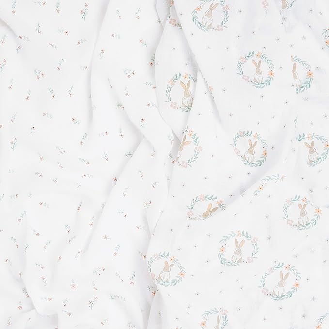 aden + anais Essentials Swaddle Blanket, Muslin Blankets for Girls & Boys, Baby Receiving Swaddles, Newborn Gifts, Infant Shower Items, 2 Pack, Blushing Bunnies