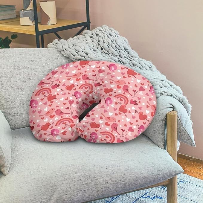 Love Heart Bird and Rainbow Nursing Pillow Cover Slipcover for Breastfeeding Pillows, Soft and Stretchy Safely Breastfeeding Pillow Cover Easy to Use and Dustptoof