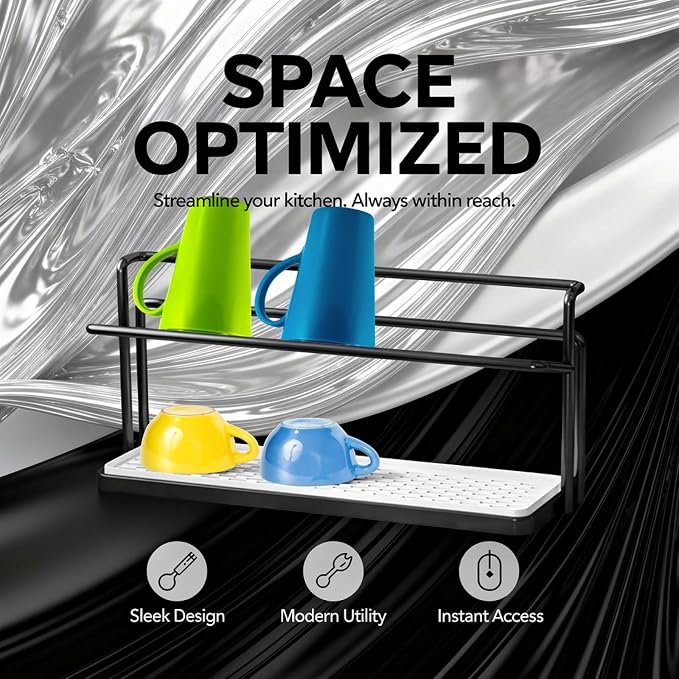2-Tier Bottle Drying Rack, 15.7 in Kitchen Counter Organizer, Space-Saving Water Bottle Drying Rack with Drain Tray, Rustproof Metal Frame, Easy to Clean for Bottles, Cups