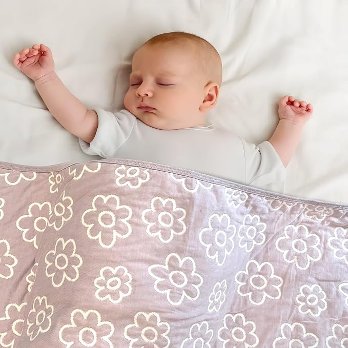 Baby Embroidery Jersey Blanket, 30"x40", Purple Floral