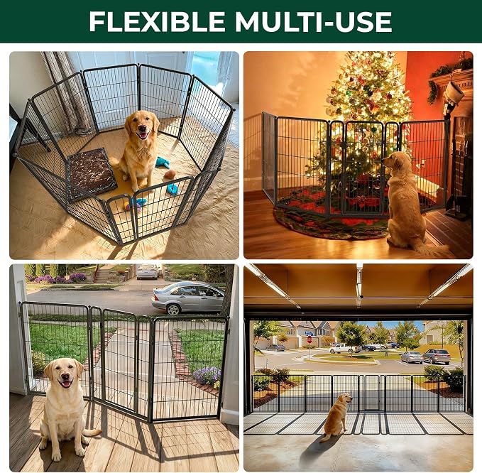 FXW Dog Gate Extra Wide Designed for Indoor Use, Adjustable Width Up to 83-inch Wide (40" H 3 Wire Panels for Medium and Large Dogs), Black