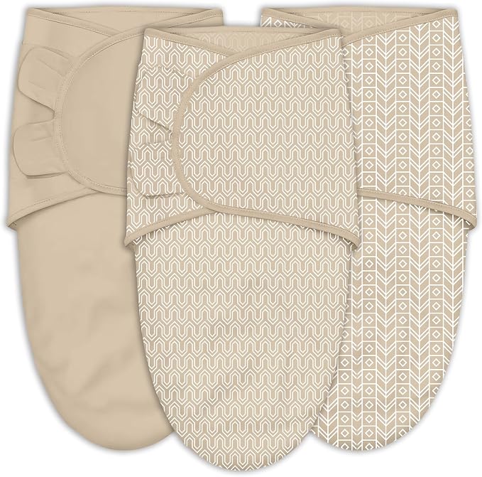 SWEET DOLPHIN 3-Pack Baby Swaddle Sleep Sacks - Newborn Swaddle Blanket with Soft Cotton - Ergonomic Wrap for Boys and Girls, 0-3 Months, Brown