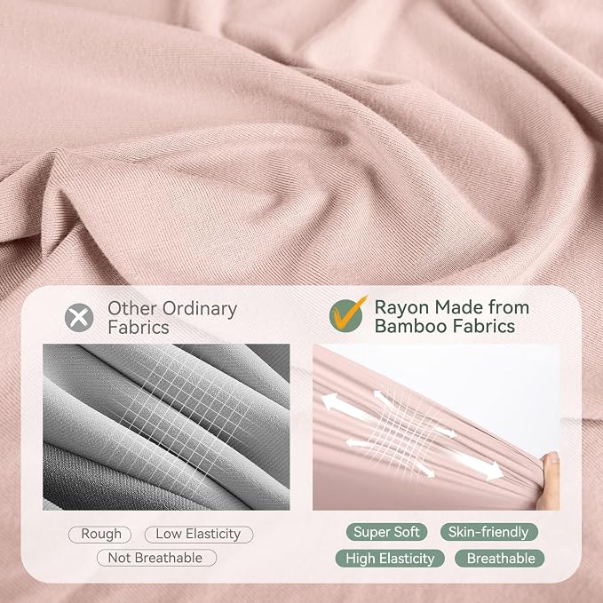 Rayon Made from Bamboo Newborn Swaddle Blanket Set with Matching Beanie, Super Soft Stretchy Baby Clothes Outfit for Girl Boy, Receiving Blankets Newborn Essentials, 47 x 47 Inch