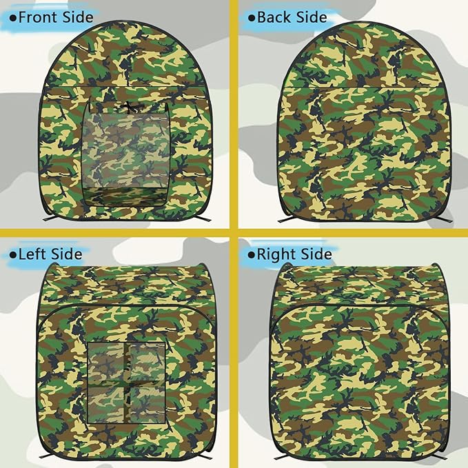 Kids Military Pop Up Play Tent, Army Camouflage Collapsible Playhouse for Kids，Indoor Outdoor Portable Play Tent for Children