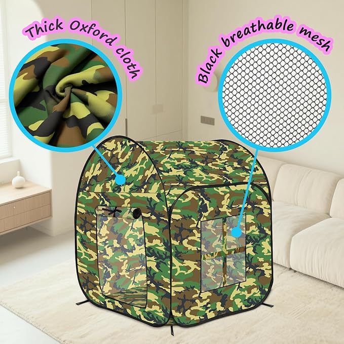 Kids Military Pop Up Play Tent, Army Camouflage Collapsible Playhouse for Kids，Indoor Outdoor Portable Play Tent for Children