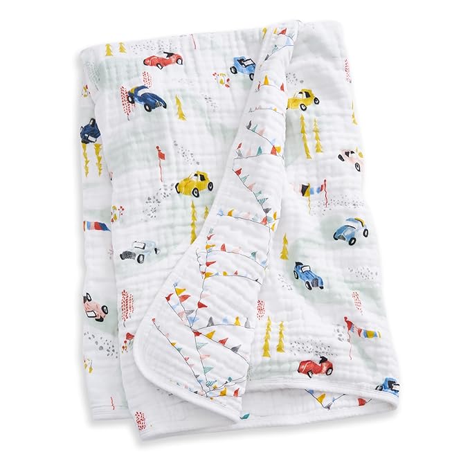 aden + anais Essentials Cotton Muslin Dream Blanket, Perfect for Babies, Infants and Toddlers, Crib Blanket, Nursery Essential, Vintage Car Rally