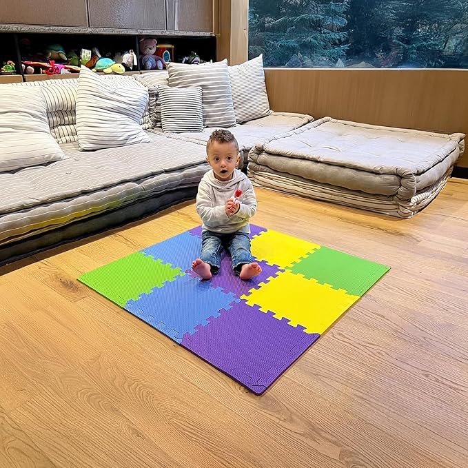 MioTetto Baby Play Mat, Comfortable Playtime Mat ??Portable Foam Floor Tiles, Safe Baby mat for Floor for Crawling & Development, Soft Play mat for Babies, Stylish Interlocking Foam Tiles
