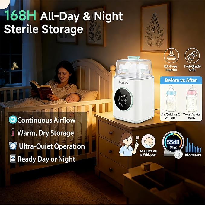 Bottle Wash, Sterilizer and Dryer, Modular Nesting Space-Saving Design, 4-Bottle Capacity & Sterilizer for Baby Bottles, Breast Pump Parts & Newborn Essentials, Drying Rack Included
