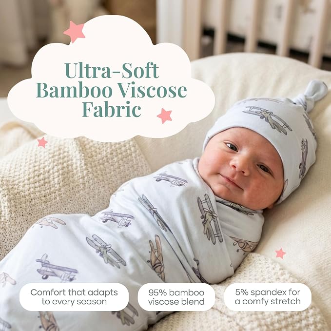 Caden Lane Baby Swaddle & Receiving Blanket, Soft, Breathable & Temperature-Regulating Bamboo Viscose Fabric for Swaddling Newborns, Gender Neutral Infant Blanket for Boys & Girls, First Class