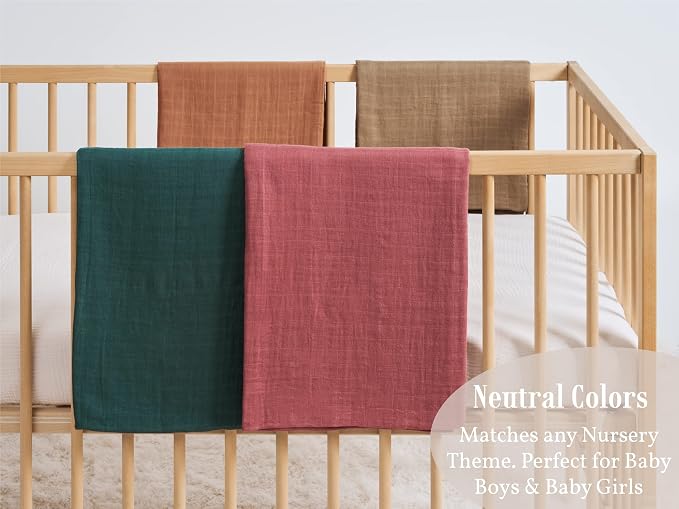 Meracorallo Muslin Swaddle Blanket, 4 Pack Neutral Swaddle Blankets, Silky Soft Receiving Blanket, Soild Color Swaddle Wrap for Baby Boys and Girls, 47 x 47 inches
