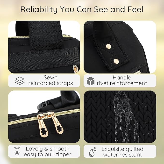 AIJIEKE Diaper Bag, Large Wide-Open Baby Diaper Backpack, Multi-functional Baby Travel Tote Bag, Diaper Bag with Changing Pad, Diaper Bags for Mom & Maternity (Black)