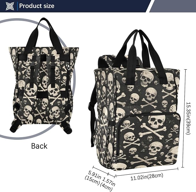 Vintage Skull Crossbones Diaper Bag Large Cap Gift Mom Dad