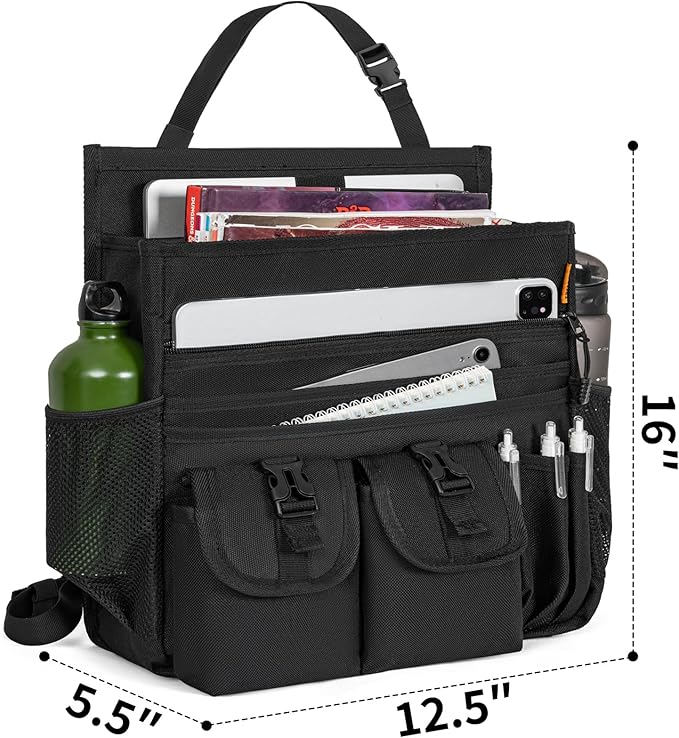 Car Front Seat Organizer Backseat Organizer with Dedicated Tablet Laptop Storage Adjustable Shoulder Strap Cup Holder Truck Seat Storage Universal Fits for Most of Car