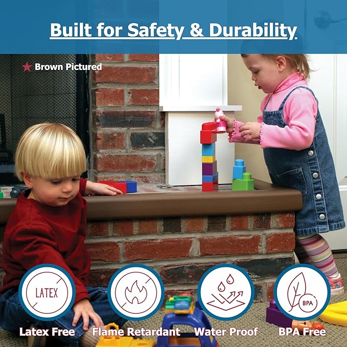 Cardinal Gates KEPK Large Hearth Pad Kit - Fireplace Baby Proofing - Adhesive Backed Fireplace Bumpers for Babies - 12.5 Feet of Padding with 3 Straight Pieces & 2 Corners - Made in The USA - Black