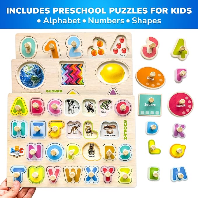 QUOKKA Wooden Puzzles for Toddlers 1-3 Ages