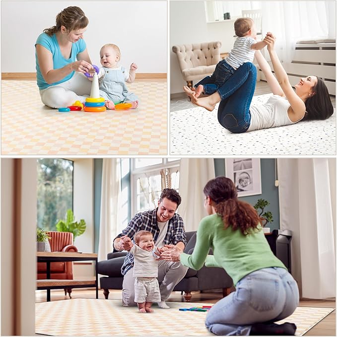 Reversible Play Mat 82??x 55??- for Infants, Babies, Toddlers, Kids | Waterproof, Durable, Non-Toxic, Easy-to-Clean | Thick & Large Soft Foam Floor Mat for Gym, Nursery, Playroom