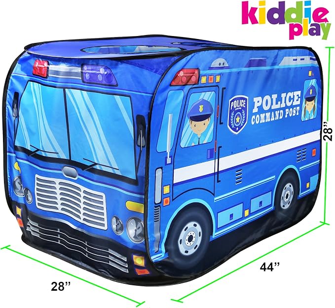 Kiddie Play Pop Up Play Tent for Kids Police Car Playhouse for Boys & Girls Indoor Outdoor Toy