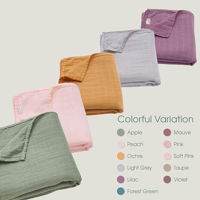 Ali+Oli Muslin Swaddle Blanket for Baby (Taupe) Large 47" x 47" Soft Rayon Made from Bamboo & Organic Cotton, Machine Washable Receiving Blanket Wrap for Newborn to Toddler