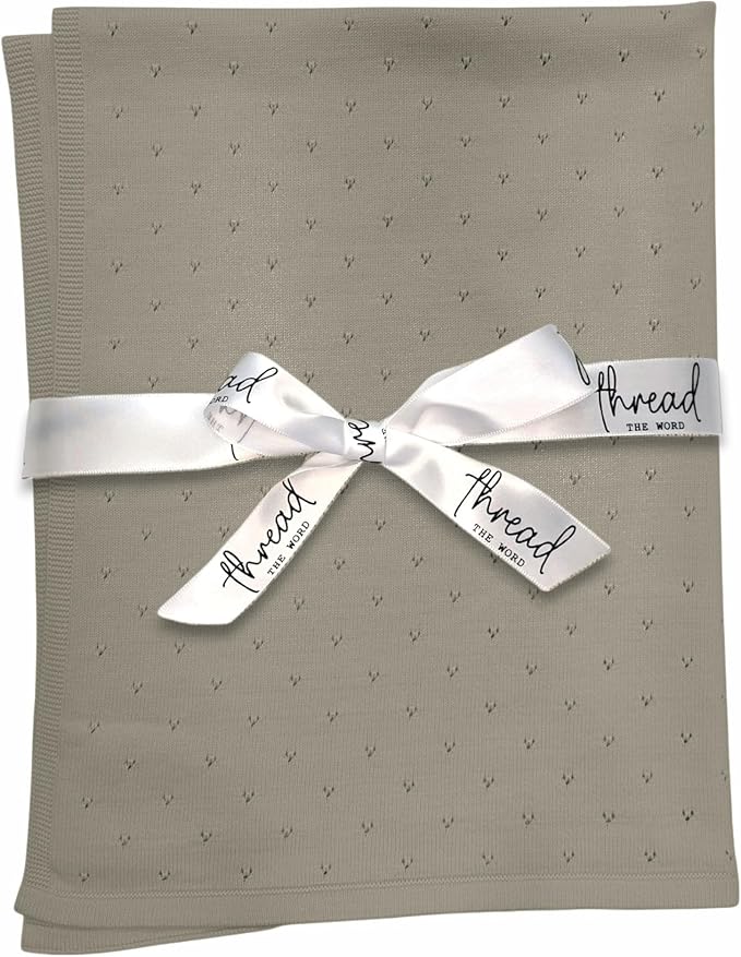 The Heirloom Blanket - 100% Organic Cotton Baby Blanket, American Made, 30x40in - Bassinet, Crib, Stroller - Gift Registry Baby Shower for Newborns and Kids (Beige)