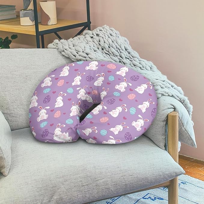 Colorful Turkey Egg Nursing Pillow Cover Girl Nursing Covers for Breastfeeding Slipcover Washable Toddler Pillow Case Cover,Cute Rabbit Print Easter Gift