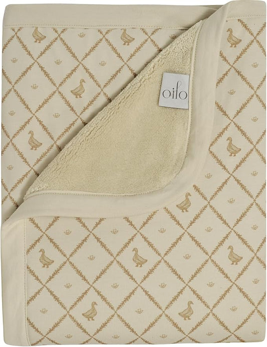 Oilo Duck Baby Blanket, Vintage Duck Baby Blanket with Ultra, Soft Plush Backing & Organic Cotton Jersey Print, Double, Layered 30x40 Blanket for Newborns & Toddlers
