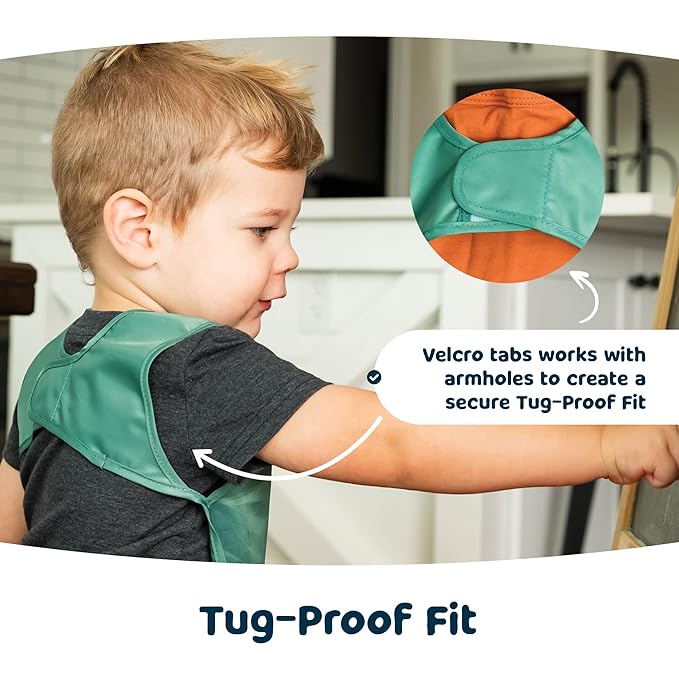 Tiny Twinkle Mess Proof Baby Bib for Boys | Waterproof Toddler Bib for Eating | Baby Apron for Feeding, Machine Washable | Perfect Shower Gift (Charcoal, 6??4M)