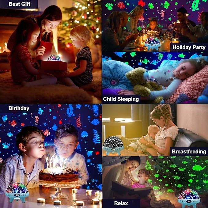 Night Lights for Kids Room with Sound Machine.Kids White Noise Machine with 29 Soothing Sounds for Baby Sleeping Baby Night Light Ocean Projector.for Bedroom Decoration
