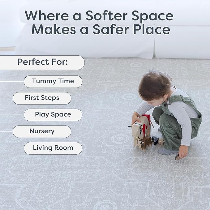Little Landings Baby Play Mat for Floor - Layla (6x6ft) - Premium EVA Foam Play Mat for Babies & Toddlers (Ages 0-5+) - Non-Toxic Playmat for Tummy Time, Crawling & Playroom - Stylish & Comfortable