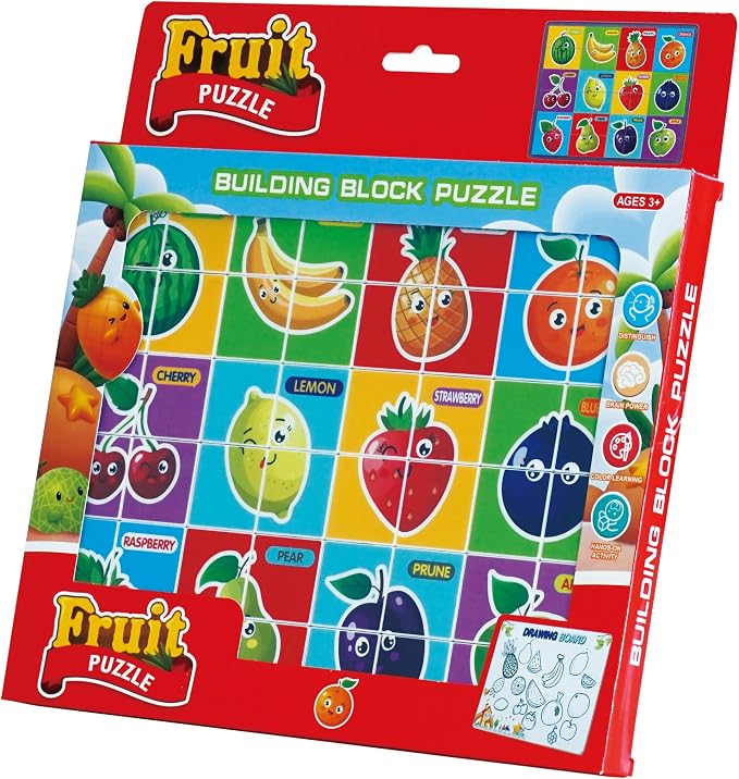Puzzles Blocks for Toddlers 3 4 5 Year Old, Kids Learning Educational Montessori Toys Preschool Learning Puzzles for Toddlers 3-5 Toy Gift for Kids Boys Girls (Fruits)