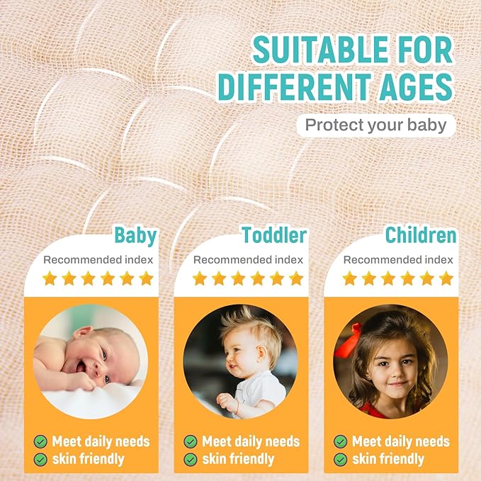 MIGIOL Hooded Baby Bath Towels 100% Muslin Cotton Baby Bath Towel for Infant, Toddler and Kids,Soft and Absorbent Newborn Essential，Large 32x32Inch 2 Pieces Coffee & Beige