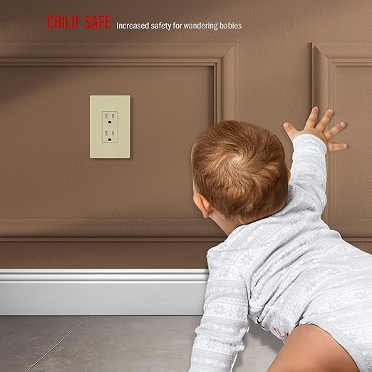 ENERLITES Screwless Decorator Wall Plate Child Safe Outlet Cover, Gloss Finish, Medium Size 1-Gang 4.88" H x 3.11" L, Unbreakable Polycarbonate Thermoplastic, SI8831M-I, Ivory