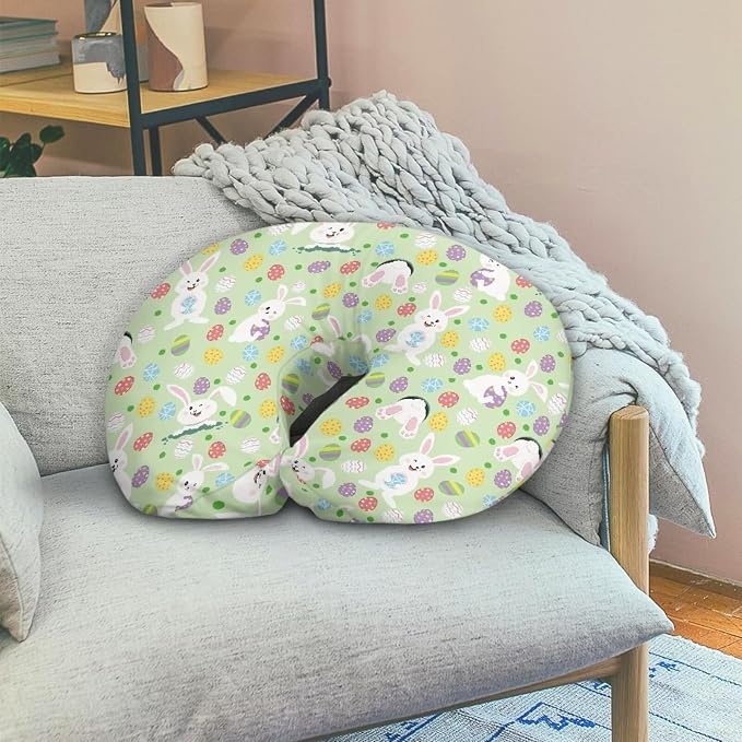 Baby Nursing Pillow Cover Kawaii Rabbit Pillow Case for Infant Snug Nursing Covers Breathable Removable Breastfeeding Pillow Slipcover Neutral Pillow Protectors Turkey Egg Print Easter Gift
