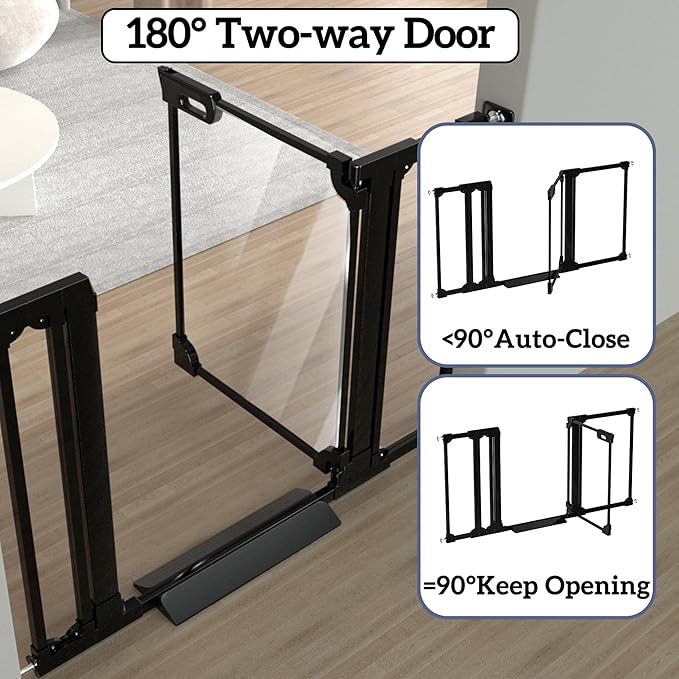 40.5" Extra Tall Clear Acrylic Baby Gate 29.5"-47.2" Wide Pressure Mounted Clear Dog Gate Indoor - No Drill Auto Close, Walk Through Baby Gates for Stair & Doorways & Hallway