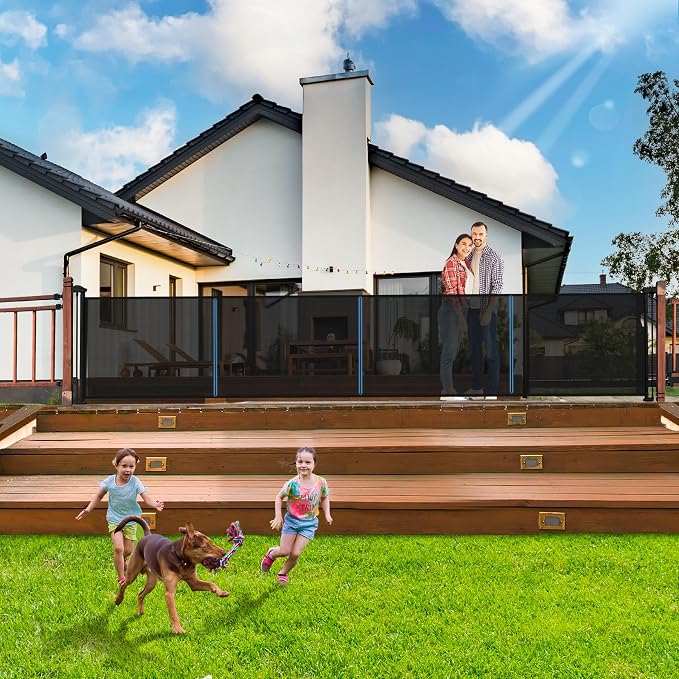 275" Retractable Baby Gates Dog Gate - 23ft Extra Wide Expandable Child Safety Gate,49" Tall Toddler Pet Mesh Gate with Reinforced Strips for Doorways,Stairs,Hallways,Outdoor & Indoor Large Openings