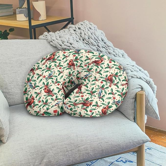 Christmas Cardinal Thorn Bird Nursing Pillow Cover Case Durable Skin-Friendly Fabric Newborn Feeding Pillow Cover with Hidden Zipper for Boys & Girls, Easy to Put On & Remove