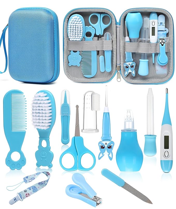 Baby Healthcare and Grooming Kit, Safety Newborn Nursery Baby Care Kit, with Hair Brush Comb, Nail Clipper, Thermometer, Pacifier Clip, Baby Registry Search, Baby Girl Boy Newborn Essentials