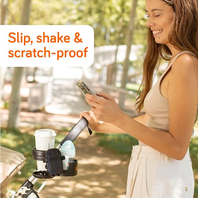 Baby Uma 3-in-1 Cup Holder Phone Holder - Universal Stroller Cup Holder Attachment with 360° Phone Mount, Stanley Cupholder for Stroller, Stroller Accessories