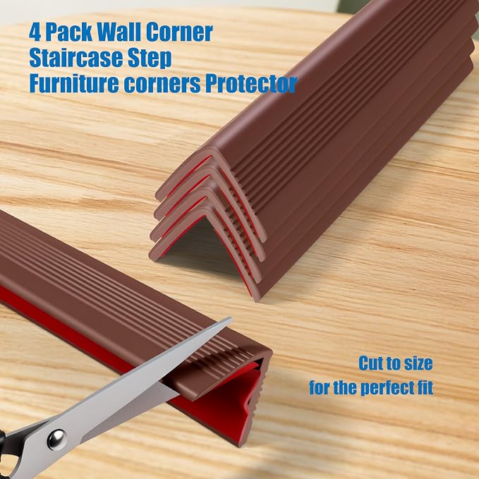 Wall Corner Protectors 4 Pack,1.57x1.57x23.62x0.12 inch PVC Double Side Proof Corner Guards for Sharp Edges, Self-Adhesive Corner Protectors for Home, Kindergarten,Thickness-3mm(0.12 in)