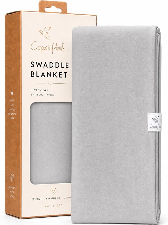 Copper Pearl Swaddle Blankets for Newborns | Soft Stretchy Receiving Blankets for Boys and Girls | Large 46 x 46 Inch Baby Blankets | Lightweight and Breathable Swaddles | Stone