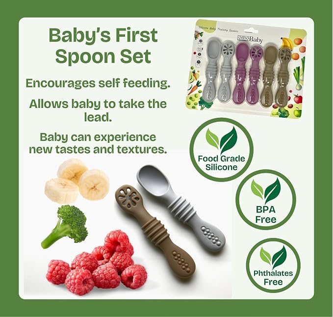6 Pack Baby Led Weaning Silicone Spoons (Purple)