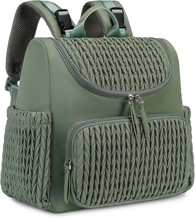 LORADI Diaper Bag Backpack, Baby Shower Gifts, Sage | Stroller Clips, Insulated Pockets, Water-resistant, Easy to Clean, Durable