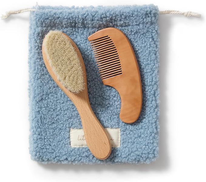 MYZI Baby Hair Brush Set – Soft Baby Brush Set for Newborns, Baby Comb and Brush Set Girl and Boy, Toddler Hair Brush and Toddler Comb - Baby Gift Set