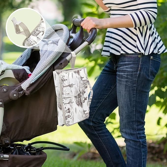 Cowboys Portable Diaper Changing Pad with Wipes Holder, Western Desert Foldable Baby Diaper Changer Travel Bag Southwest Cowboy Baby Changing Mat with Built-in Pillow for Newborn