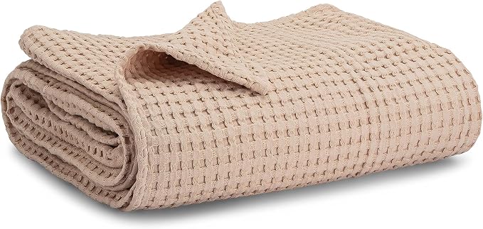 Comfy Cubs 100% Cotton Waffle Weave Blanket and Easy Adjustable 3 Pack Infant Sleep Sack Wrap Bundled