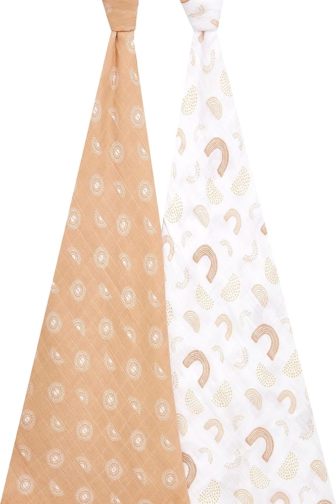 aden + anais Swaddle Blanket, Boutique Muslin Blankets for Girls & Boys, Baby Receiving Swaddles, Ideal Newborn & Infant Swaddling Set, 2 Pack, Keep Rising