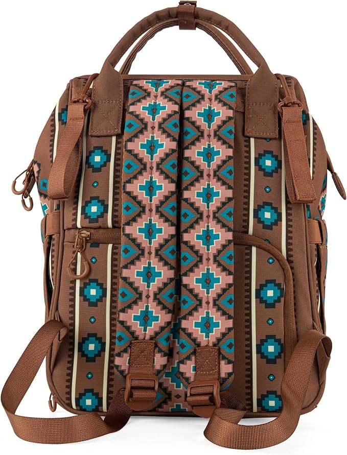 Montana West Wrangler Callie Diaper Bag Backpack with Stroller Straps Multifunction Baby Travel Bag WG2204-9110DBR